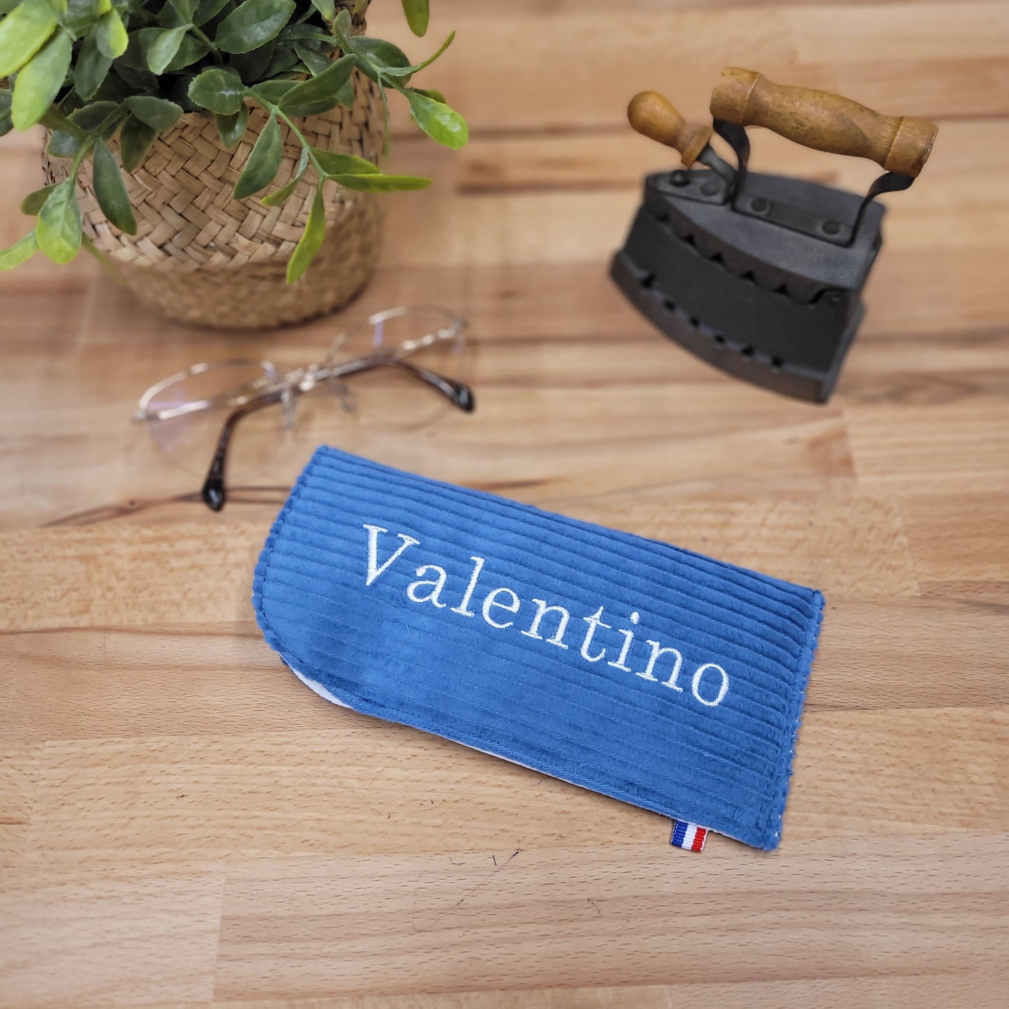 Etui à lunettes velours bleu