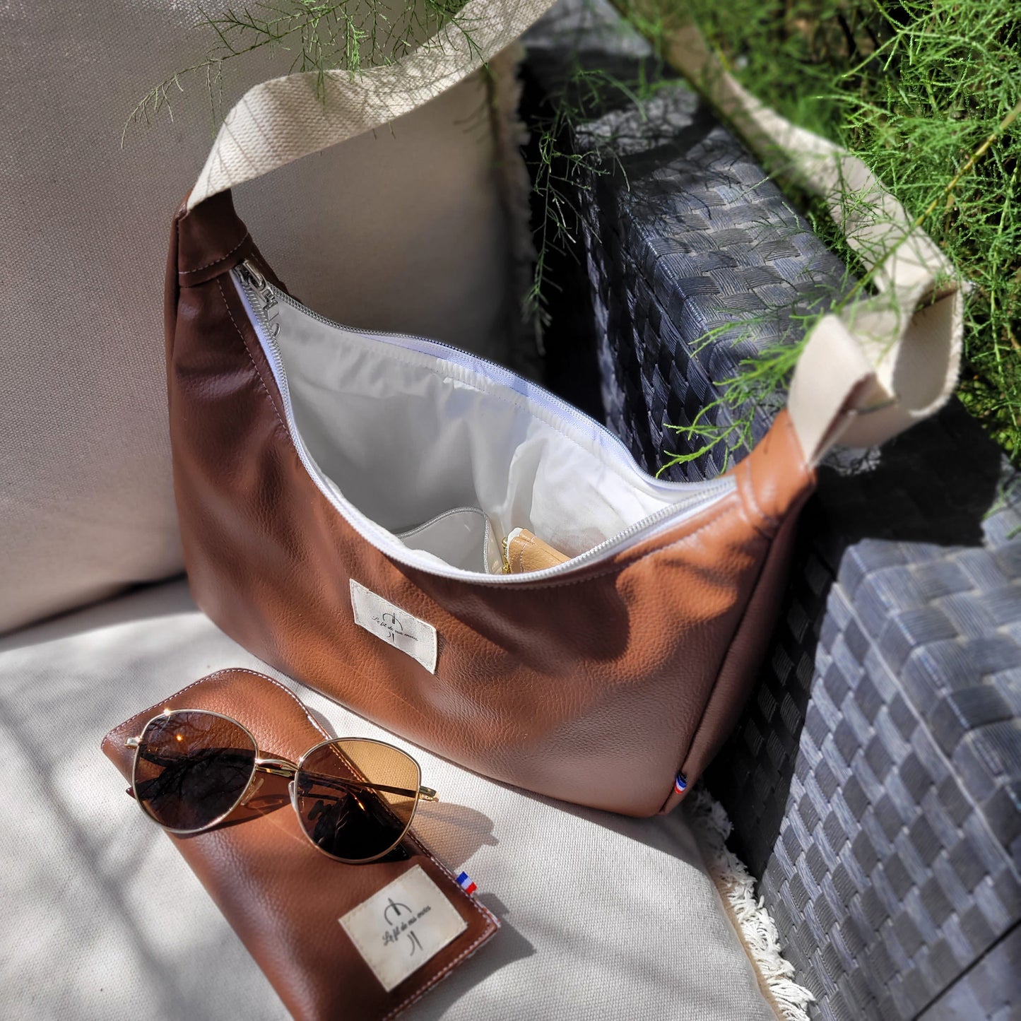 Sac demi-lune simili Marron