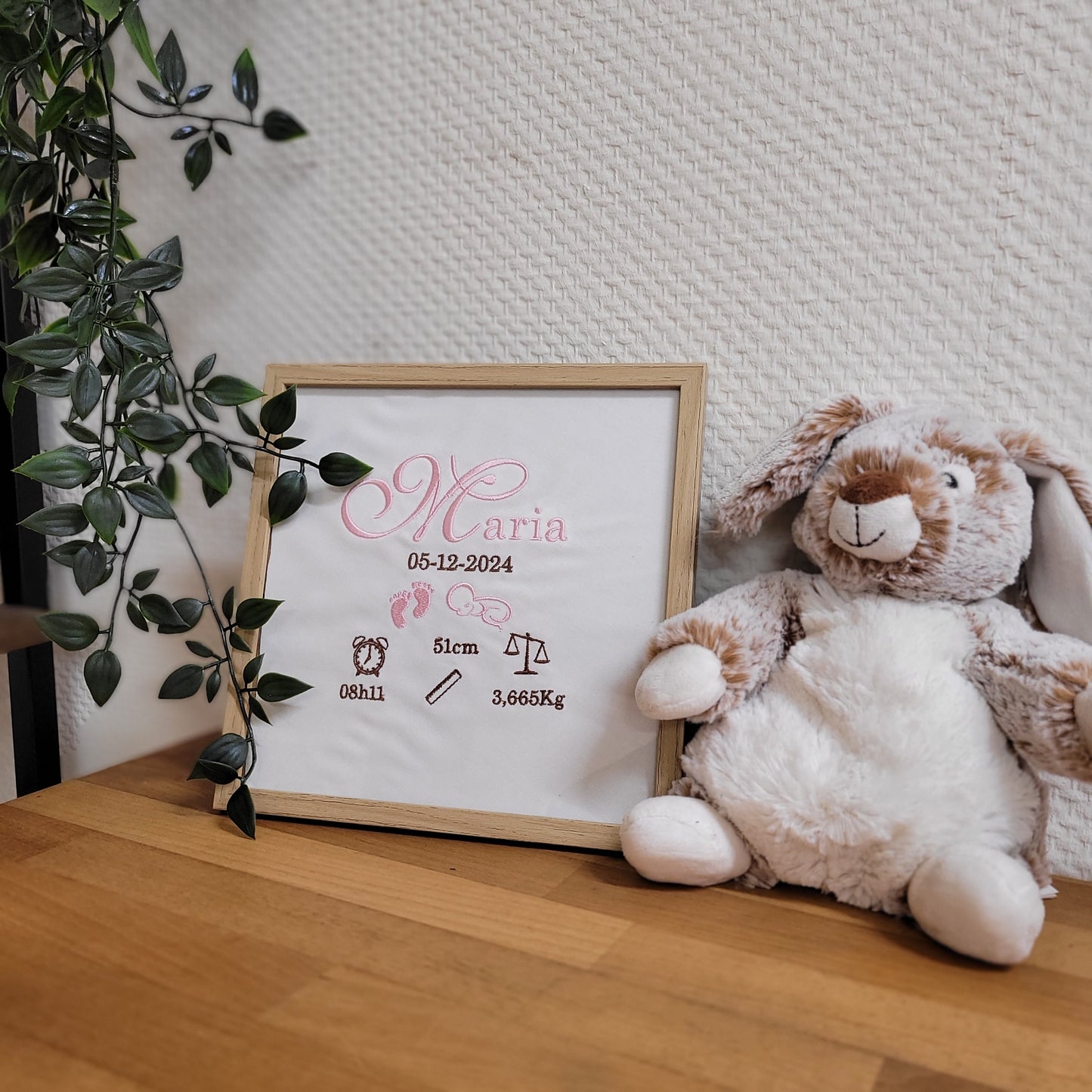 Cadre de naissance personnalisé Rose