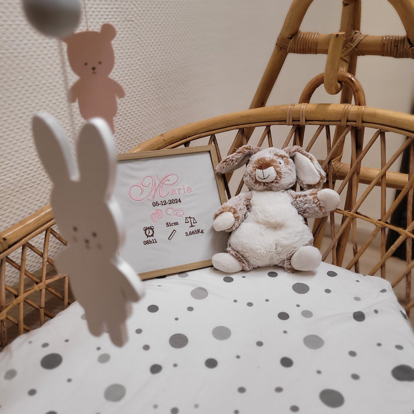 Cadre de naissance personnalisé Rose