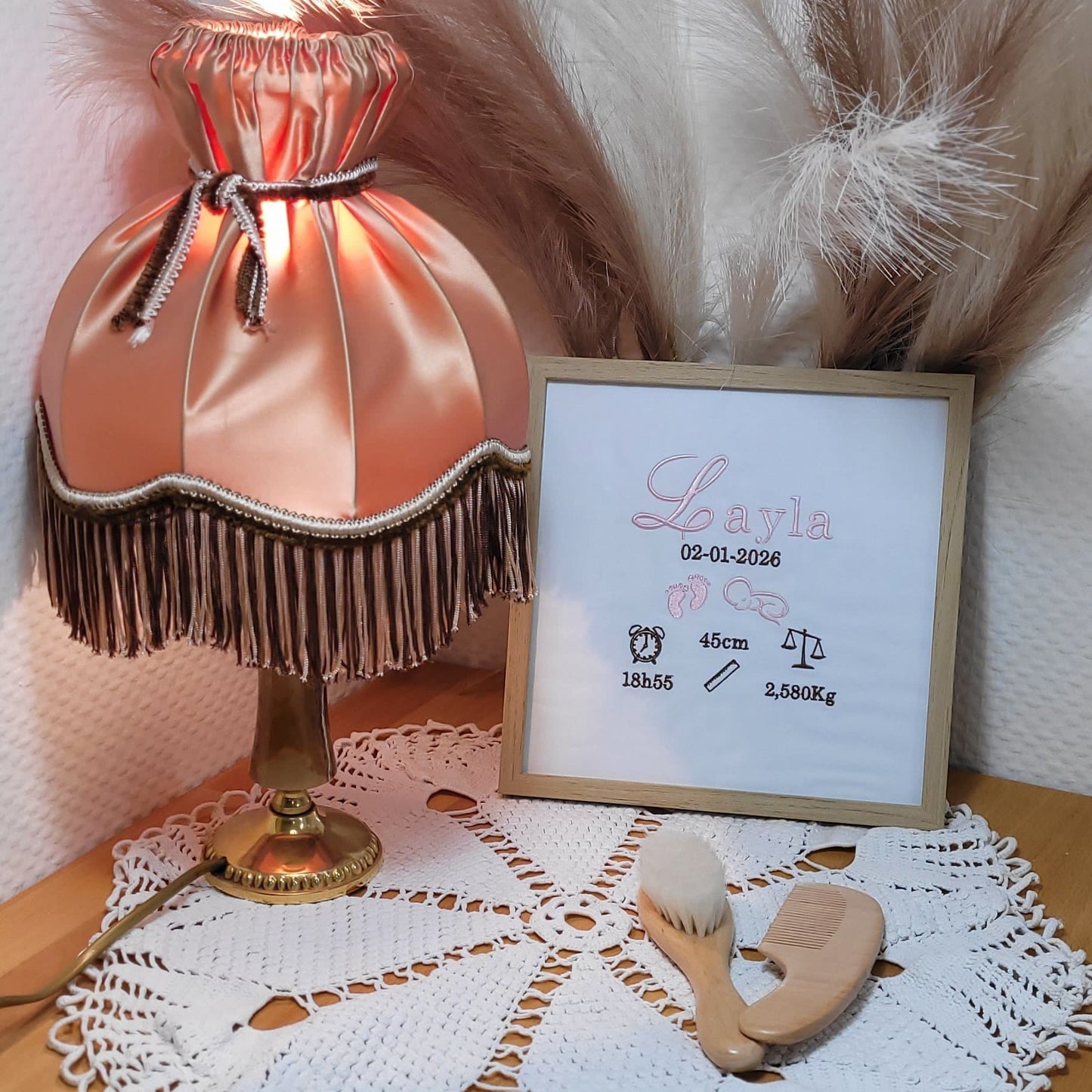 Cadre de naissance personnalisé Rose