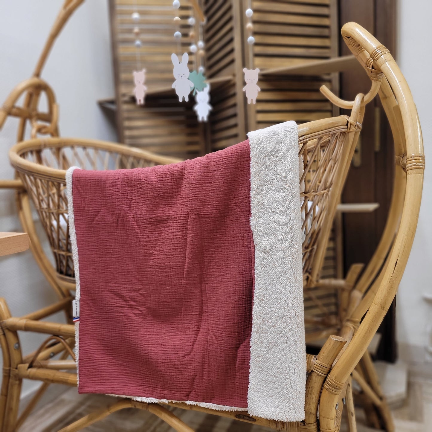 Couverture gaze de coton bois rouge