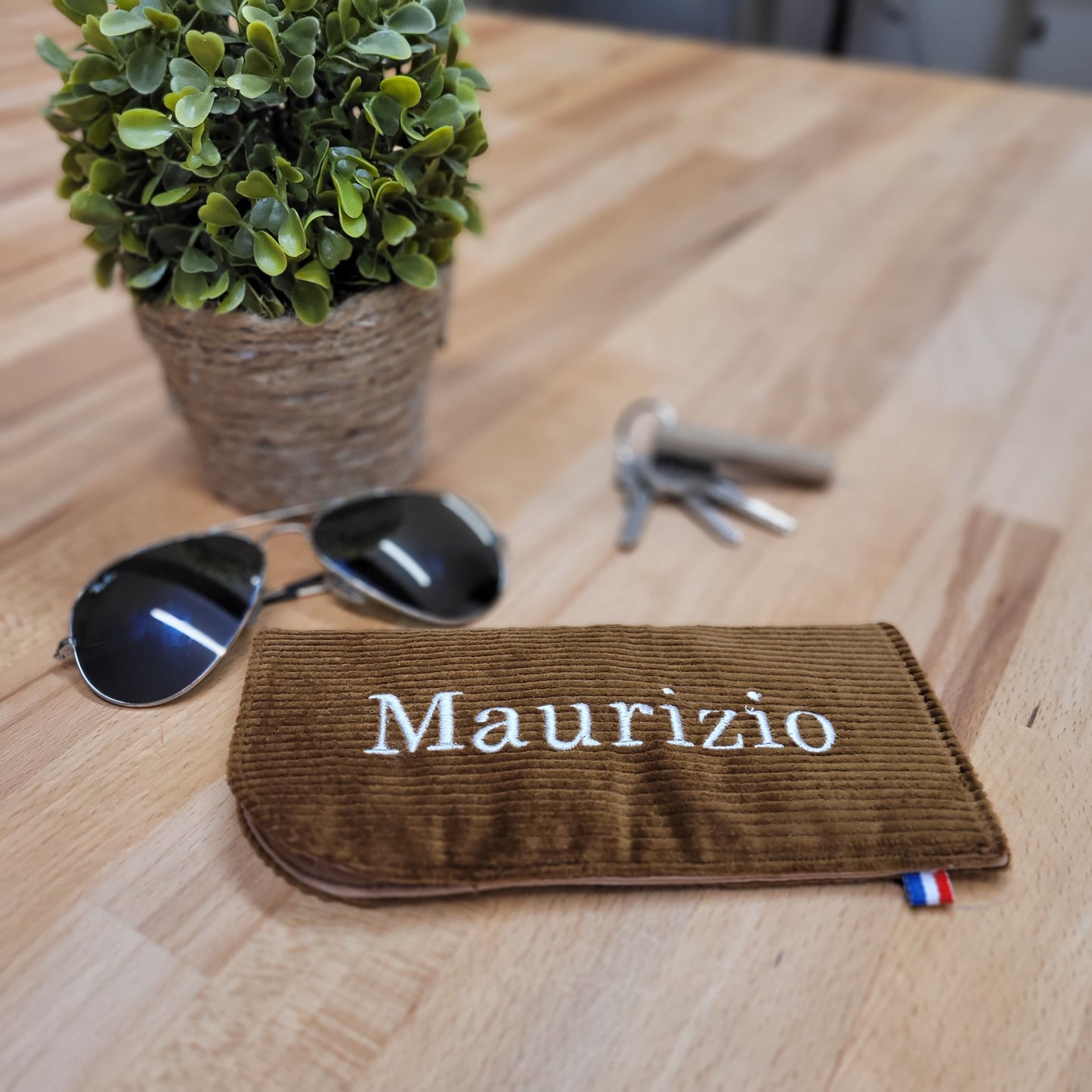 Etui à lunettes velours marron