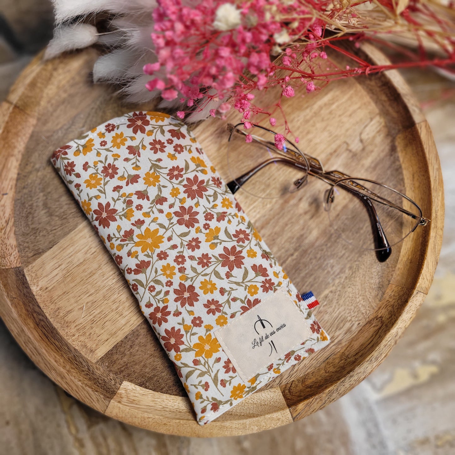 Etui à lunettes coton fleuri