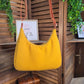 Sac demi-lune double gaze ocre