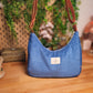 Sac demi-lune velours bleu