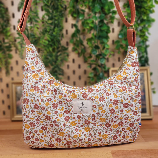 Sac demi-lune coton fleuri