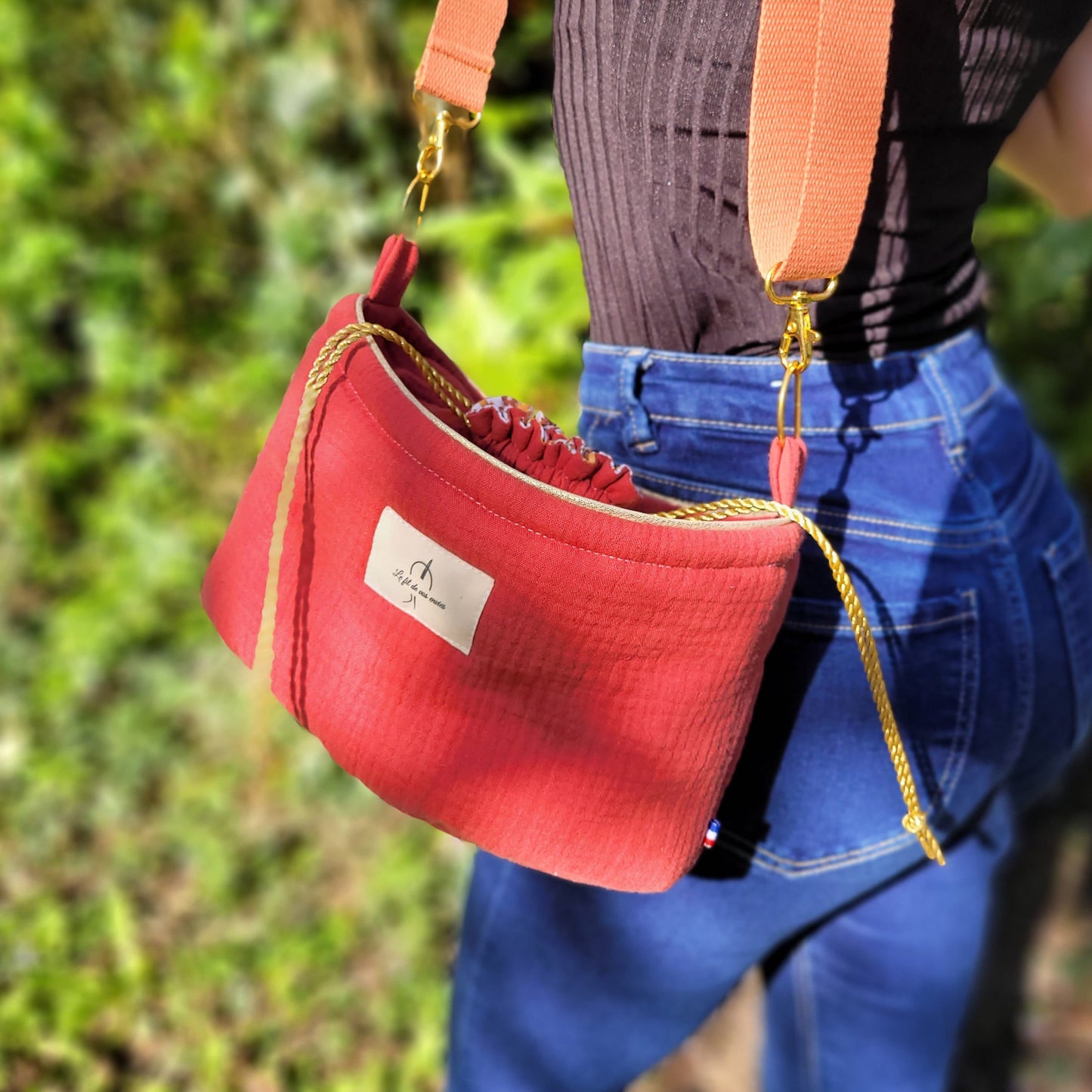 Le Baluchon Double gaze rouge bois