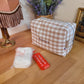 Trousse de toilette vichy camel