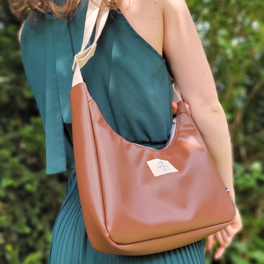 Sac demi-lune simili Marron