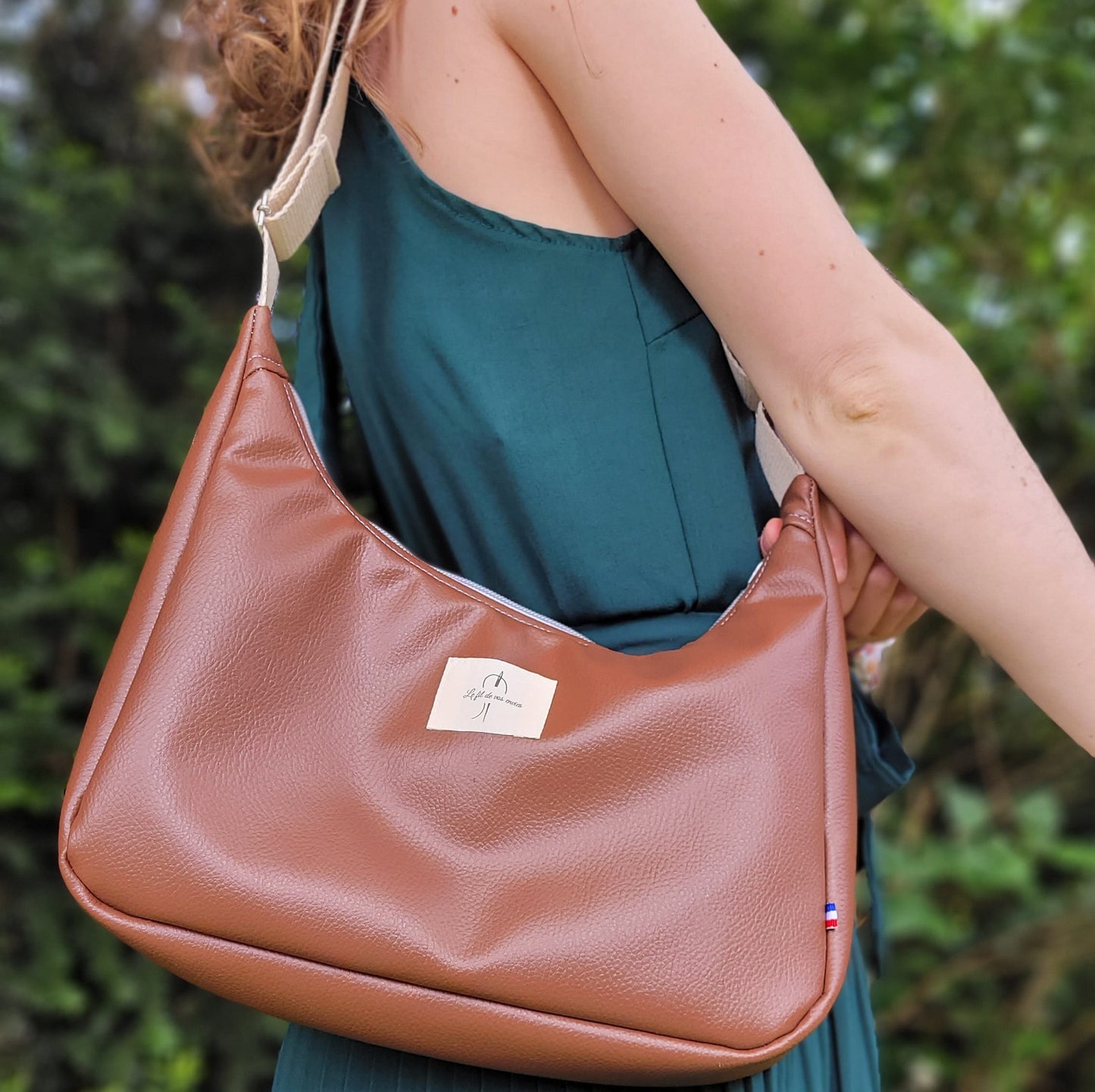Sac demi-lune simili Marron
