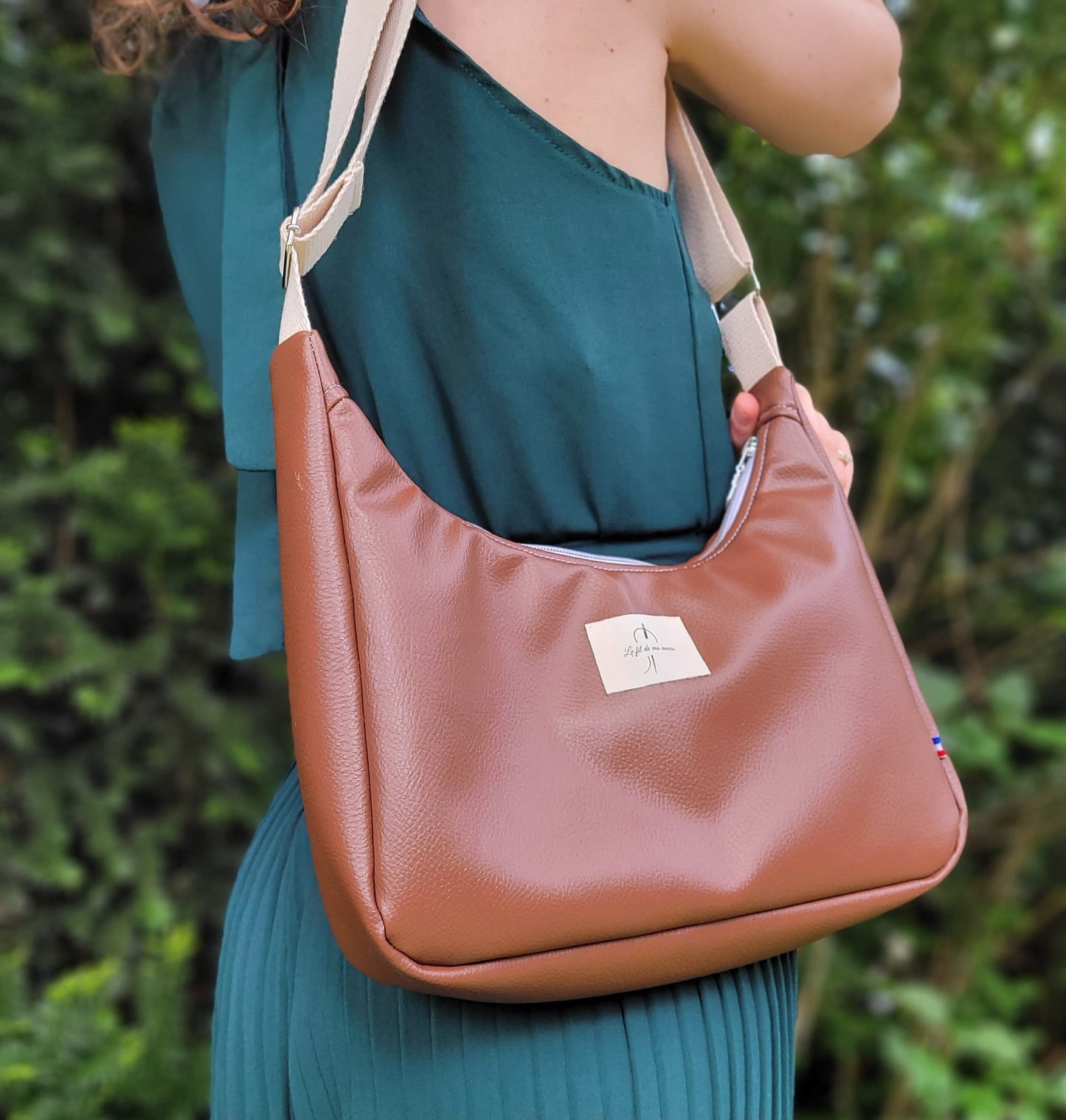 Sac demi-lune simili Marron