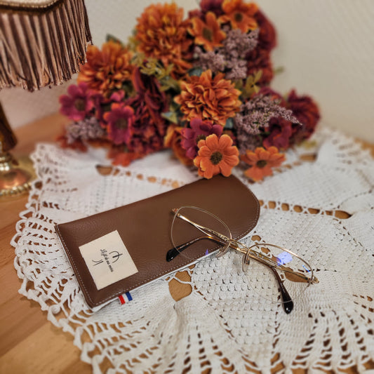 Etui à lunettes simili Marron