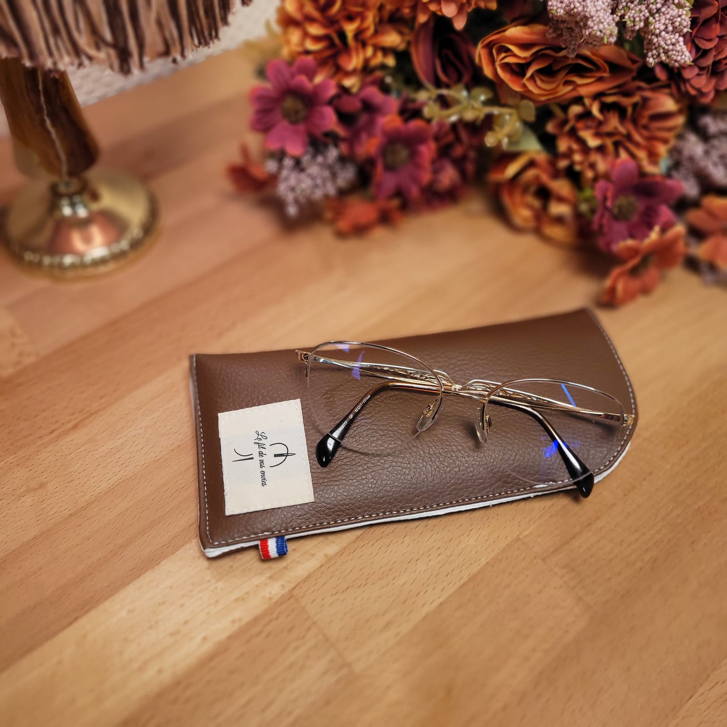 Etui à lunettes simili Marron