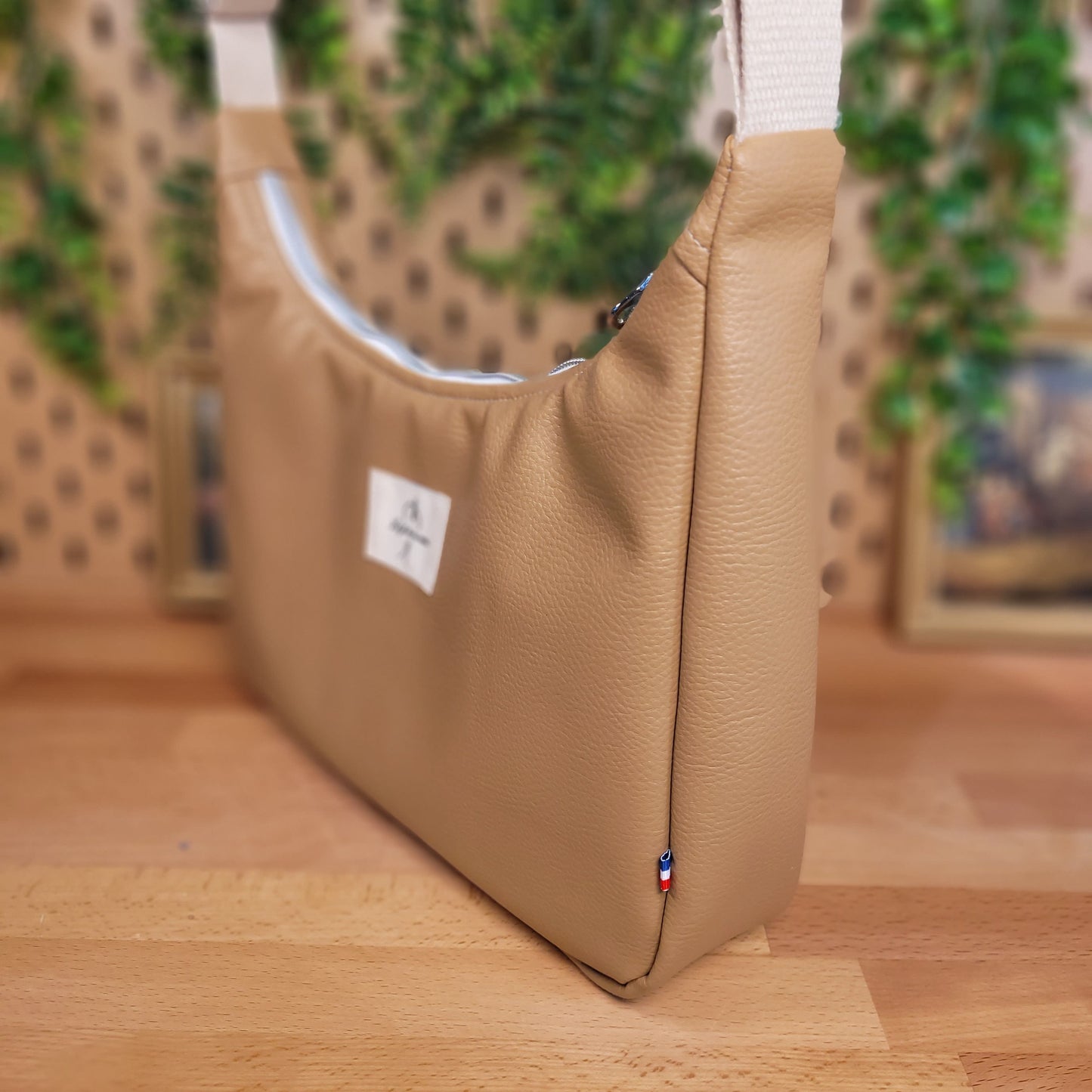 Sac demi-lune simili Beige