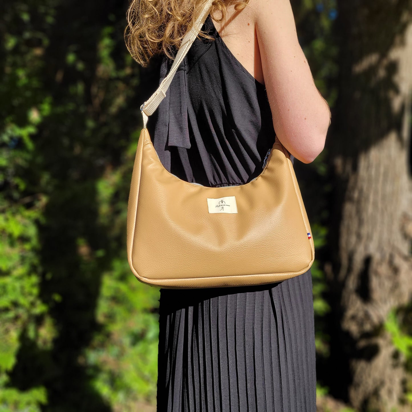 Sac demi-lune simili Beige