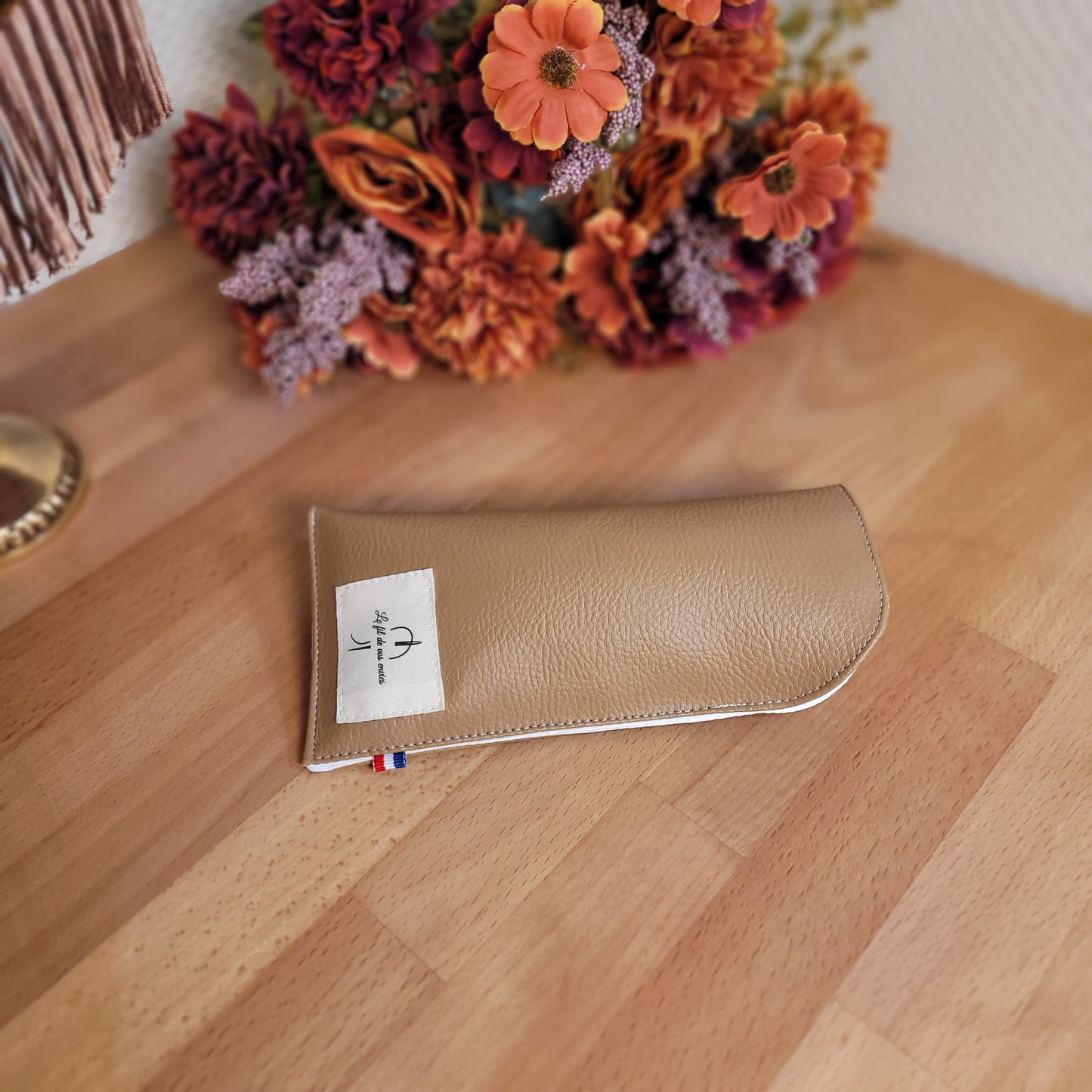 Etui à lunettes simili Beige