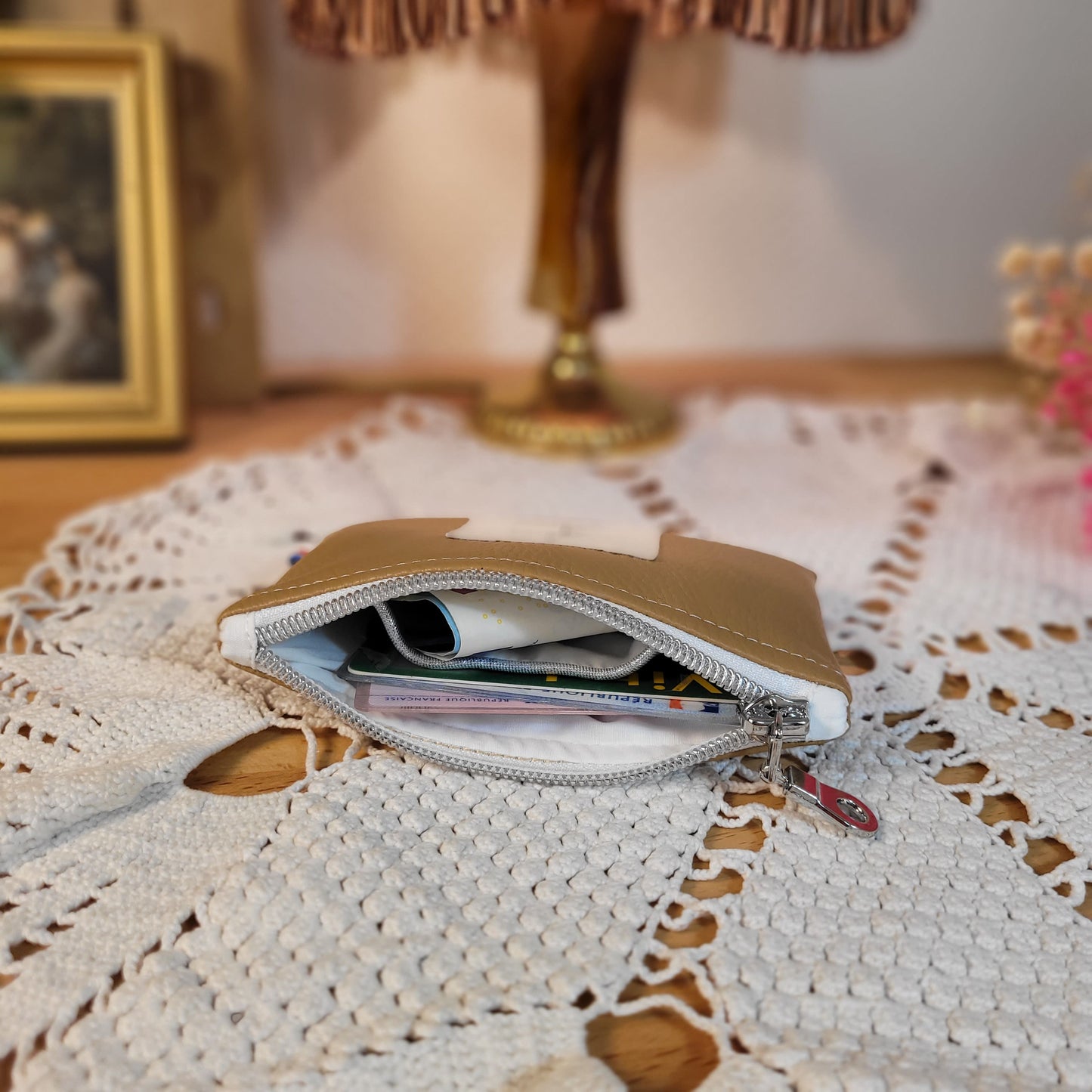 Porte-monnaie simili Beige