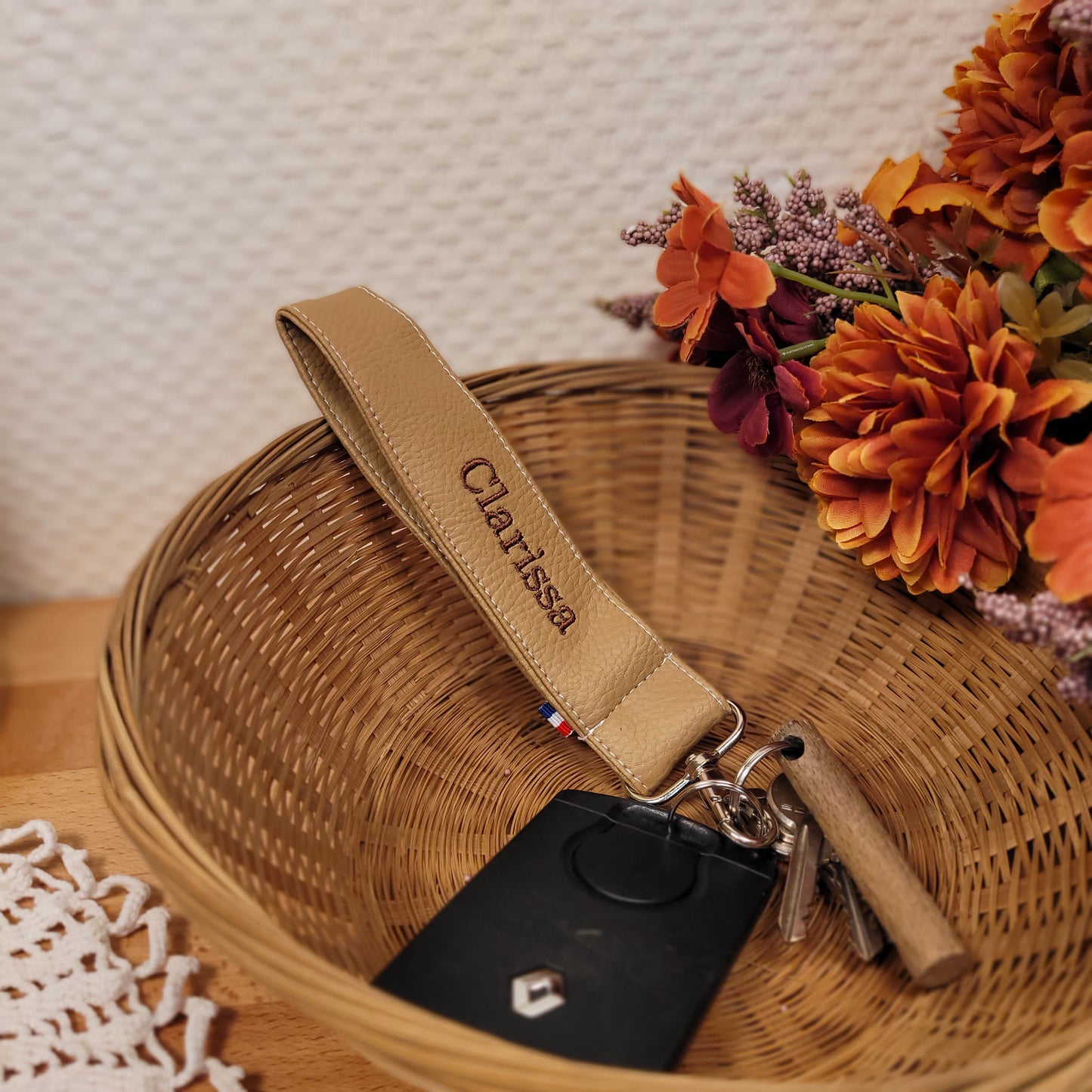 Porte clé simili Beige
