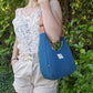 Sac demi-lune double gaze bleu canard