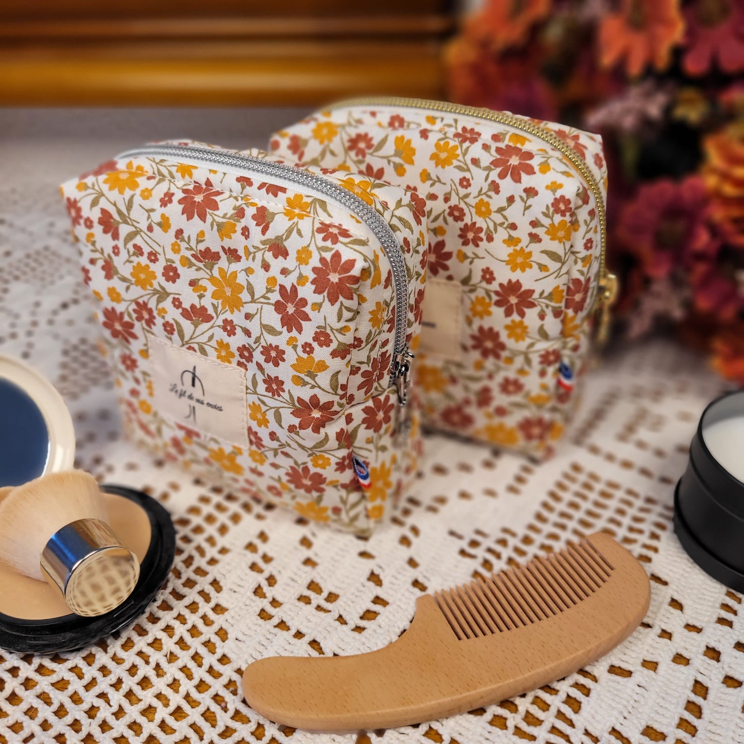 Trousse de toilette fleurie