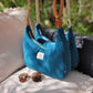 Sac demi-lune double gaze bleu canard