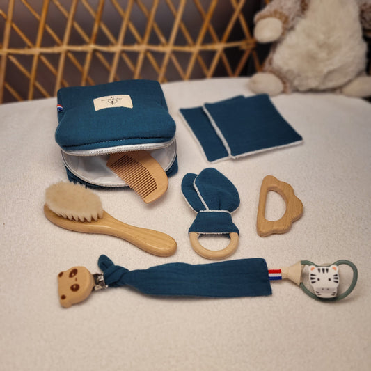 Trousse de naissance bleu canard