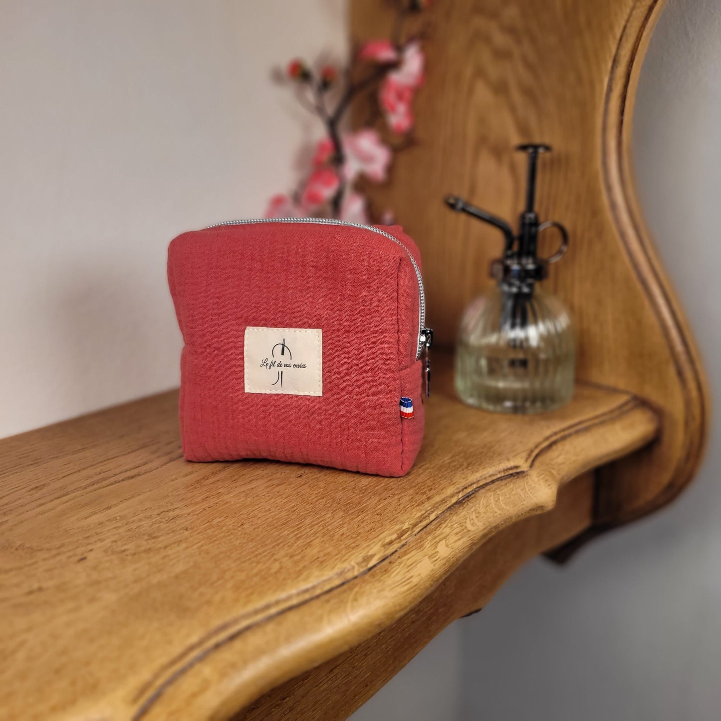 Trousse de toilette bois rouge