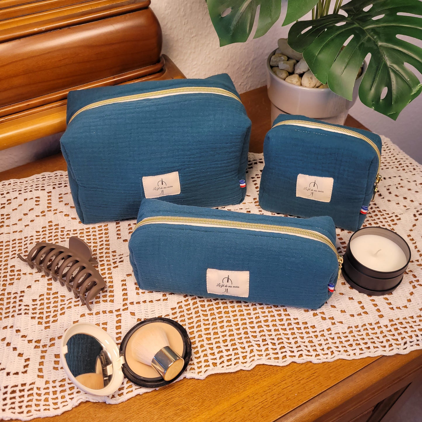 Trousse de toilette bleu canard