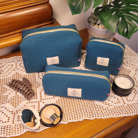 Trousse de toilette bleu canard