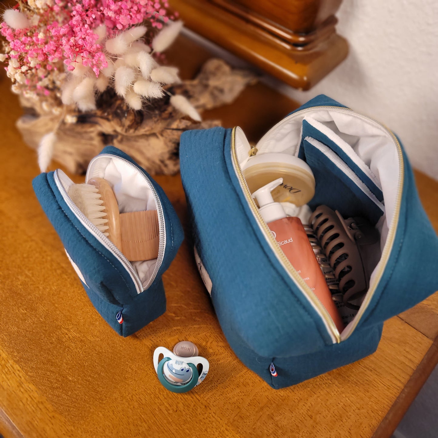 Trousse de toilette bleu canard