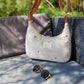Sac demi-lune velours fleuri