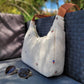 Sac demi-lune velours fleuri
