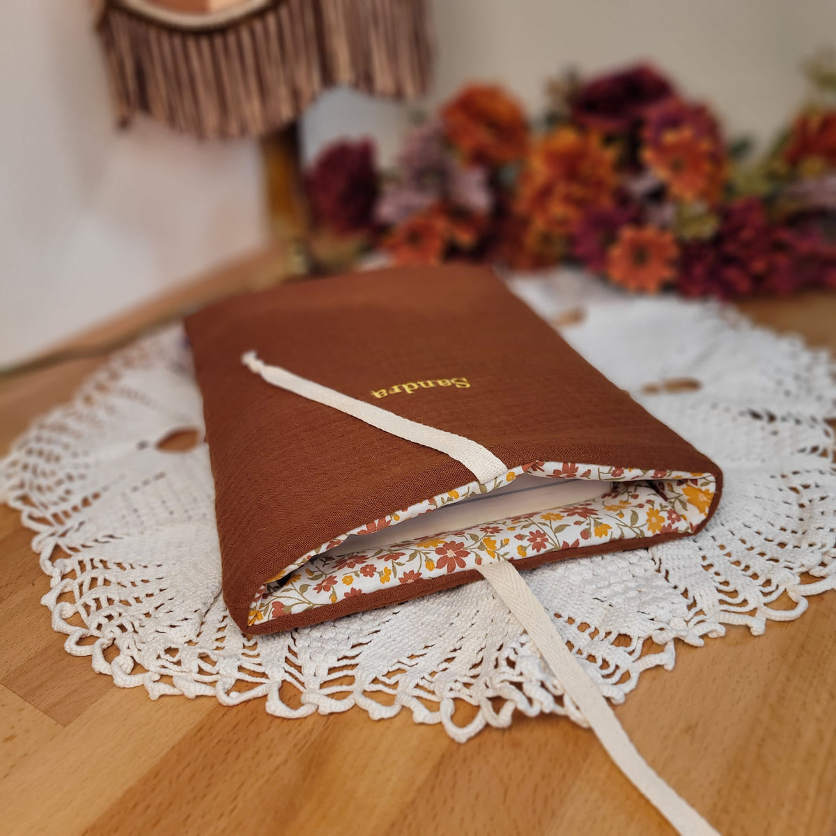 Housse de livre format broché double gaze marron