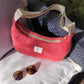 Sac demi-lune double gaze rouge bois