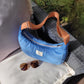 Sac demi-lune velours bleu