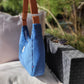 Sac demi-lune velours bleu
