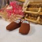 Chaussons bébé naissance double gaze marron