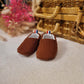 Chaussons bébé naissance double gaze marron