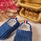 Chaussons bébé naissance velours bleu