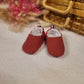 Chaussons bébé naissance double gaze rouge bois