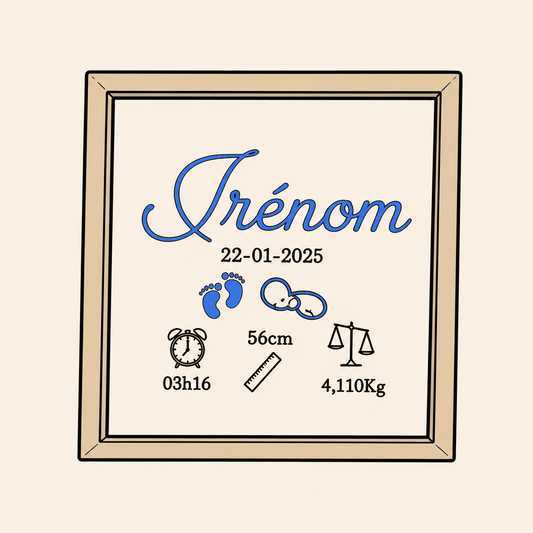 Cadre de naissance personnalisé Bleu