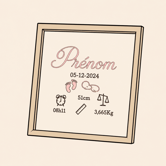 Cadre de naissance personnalisé Rose