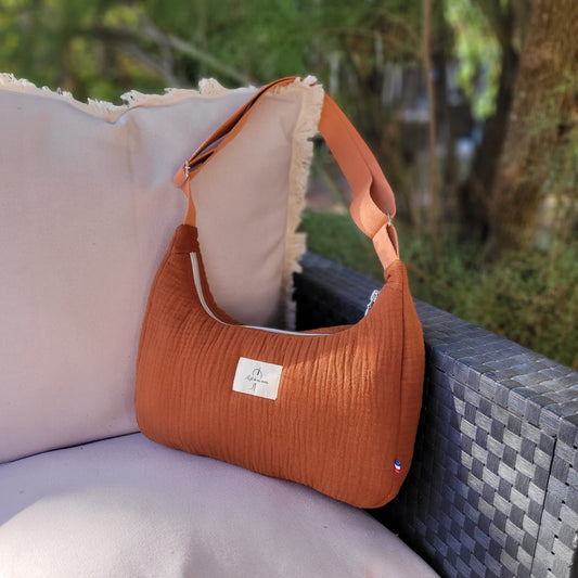Sac demi-lune double gaze marron