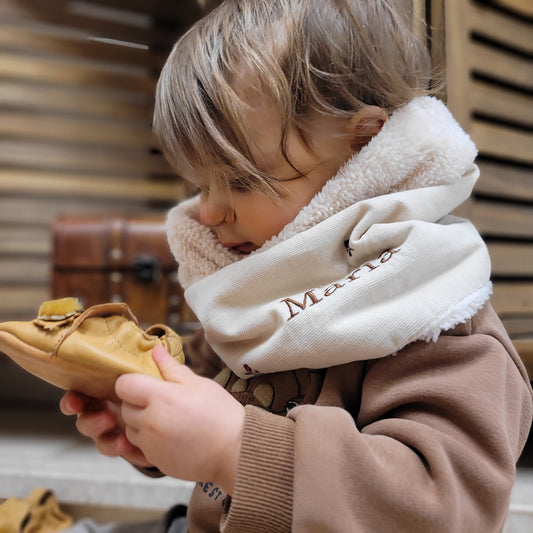 Snood velours beige fleuri