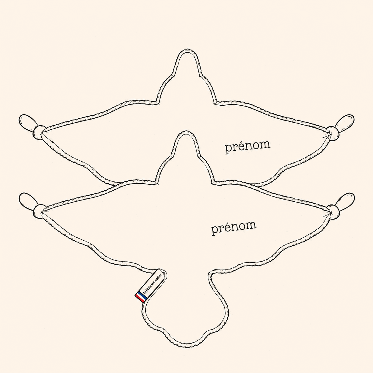 Lot de deux doudous oiseaux Personnalisable                                                                                     Une broderie offerte