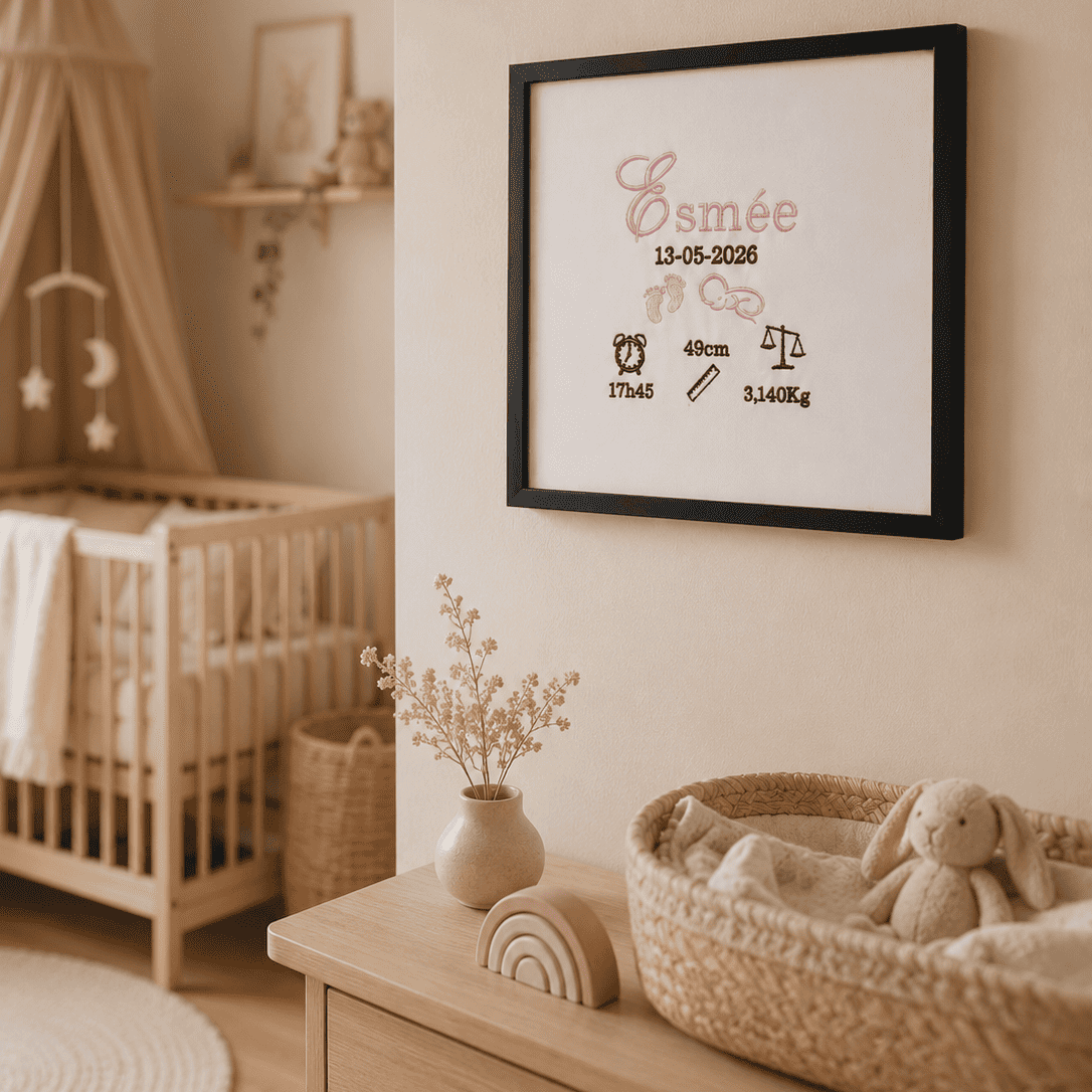 Cadre de naissance personnalisé Rose